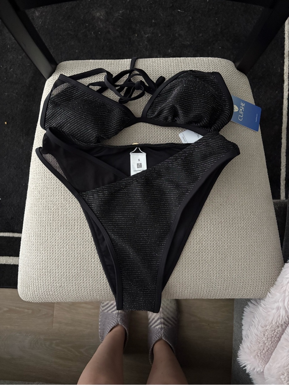 Cupshe Black Shimmer Two-Piece Bikini